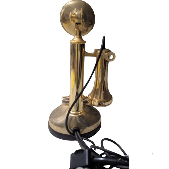📞 Vintage Brass Candlestick Telephone – Rotary Style – Decorative Piece - Picture 4 of 6